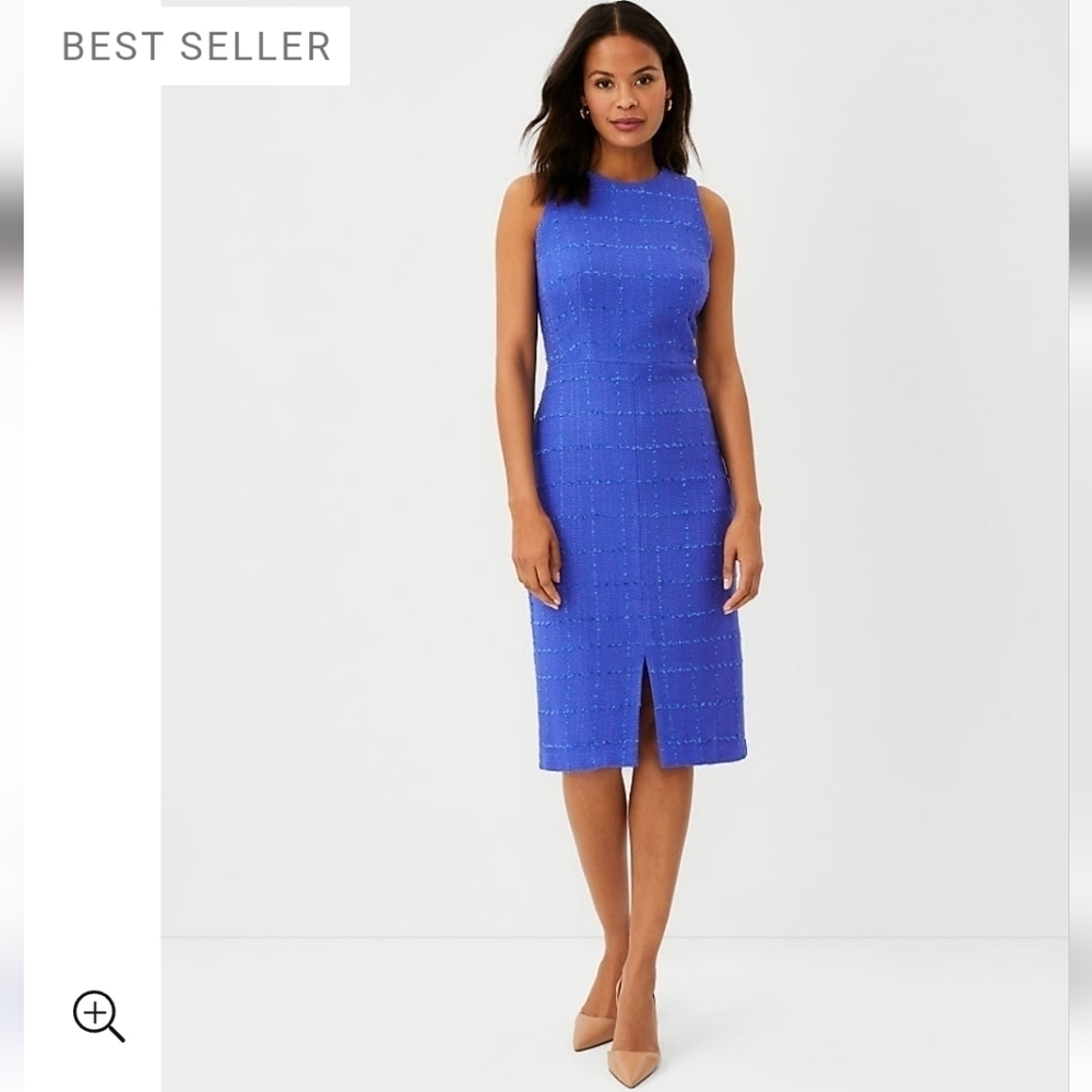 ANN Taylor Tweed Front Slit Sheath Dress